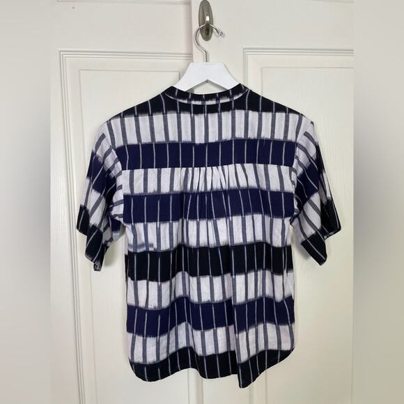 Apiece Apart Mission Ikat Print Popover S/S Blouse Shirred Cotton Top Sz XS - Picture 5 of 10